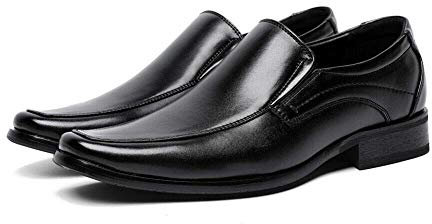 ECOSWAY Uomo Casual Scarpe in Pelle, Scarpe Oxford Punta Quadrata Abito Completo Scarpe, Matrimonio Formale Classico Abito Scarpe, Ufficio Lavoro Scarpe - Nero, 42