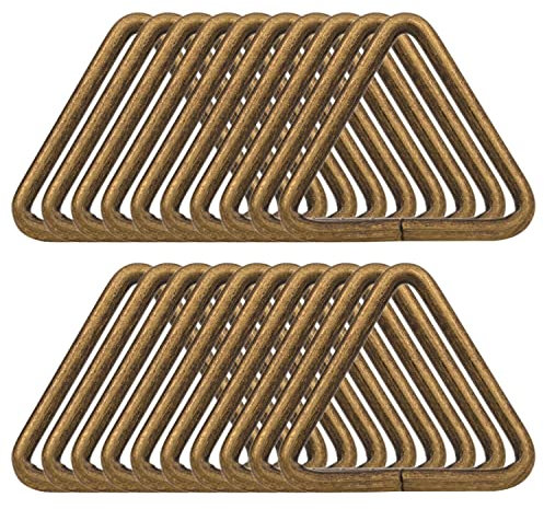 BIKICOCO 3,8 cm Dreieck Metallring Schnalle Schleife Triangel Ring Dreieck-Schnalle, runde Kanten, Gurtbandverschluss, Handtaschenverschluss, Handtaschengurt, Bronze - 20 Stück