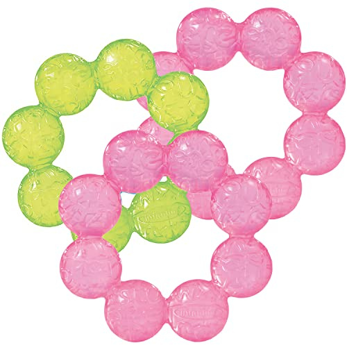 Infantino Water Teethers – Sensory Exploration, Teething, Cooling & Massaging Relief for Sore Gums, Lime & Pink, 3-Pack