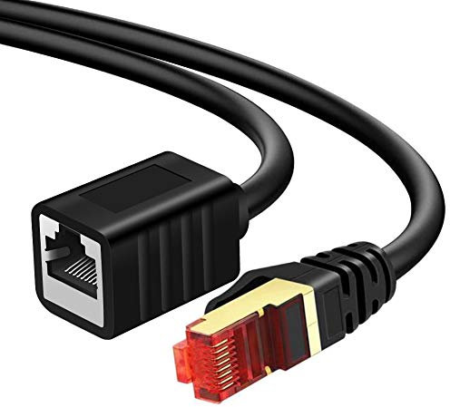 Yeung Qee Ethernet Extension Cable 5m, Shielded Network Cat7 Ethernet Extender Cable Adapter RJ45 Cords Shielded Male to Female Connector (5M/15FT)