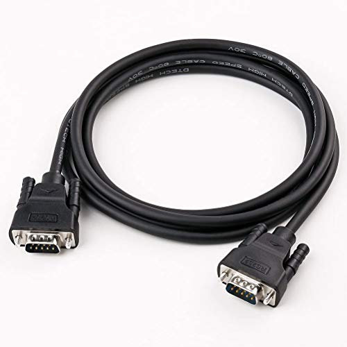 DTech DB9 zu DB9 RS232 Serielles Kabel Stecker zu Stecker Null Modemkabel Kreuz TX/RX-Leitung für Datenkommunikation (2 m, schwarz)