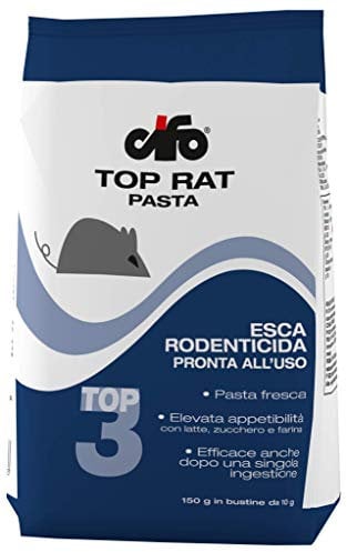 Cifo Topicida Sea Top Rat in Pasta Fresca, Veleno per Topi Professionale e Potente, Anti Topo Veleno per Ratti, 10 Esche da 15 Grammi [150 Grammi]