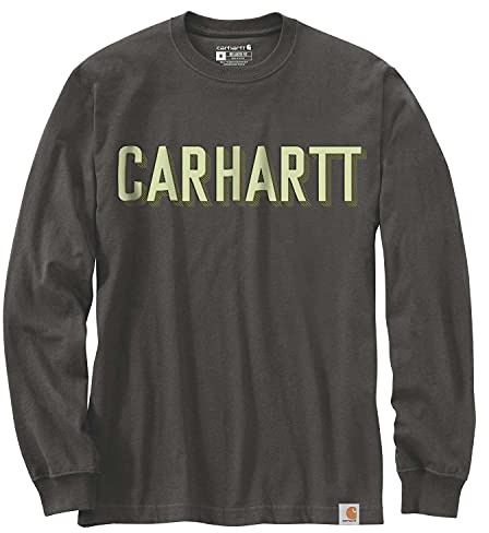 Carhartt Herren Long-Sleeve Block Logo Graphic T-Shirt, Peat, M