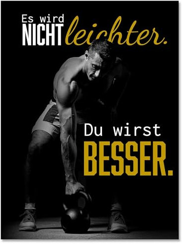 wandmotiv24 Leinwandbild Motivation, Hochformat, Besser, Hantel, Fitness M0367