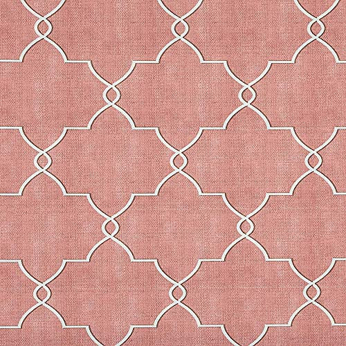 Meterware Leinenstoff digital bedruckt - Half Panama 100% Bio-Baumwolle, Öko-Tex Standard 100 - Breite 280 cm - Länge wählbar 50 in 50 cm | Geometrisch Vintage Adagio - Korallenrosa