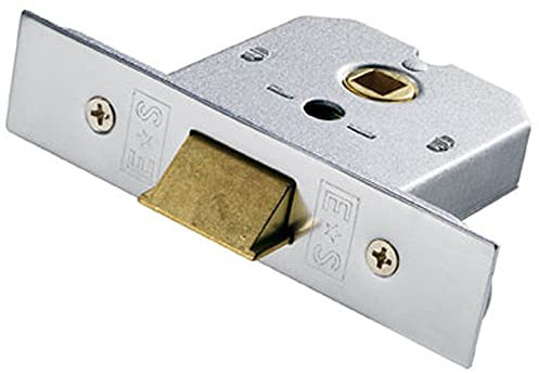 64mm Flat Mortice Door Security Latch - Fire Door Rated - Satin Chrome