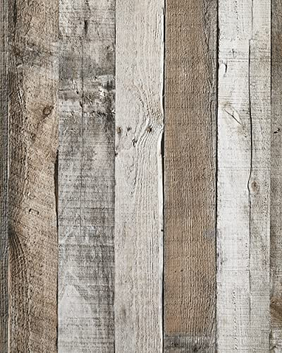 Yun-aeon Natural Wood-Grey Contact Paper Peel and Stick Wallpaper