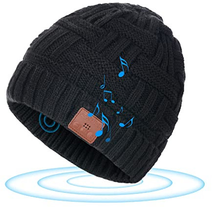 flintronic Bluetooth Beanie Mütze, Winter Wärmer Wiederaufladbare Strickmützen, Pferdeschwanz Mützen Ideen Musik Mütze Tech Geschenke für Männer Frauen