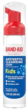 Band-Aid Brand Antiseptic Cleansing Foam for Kids, First Aid Antiseptic Foam Kills Germs to Prevent Infection, with Benzalkonium Cl, No Sting, 2.3 fl. oz