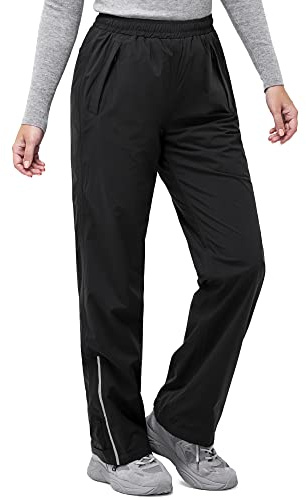 33,000ft Women's Rain Pants Lightweight Breathable Waterproof Pants Soft Windproof Overall Rain Trousers Black