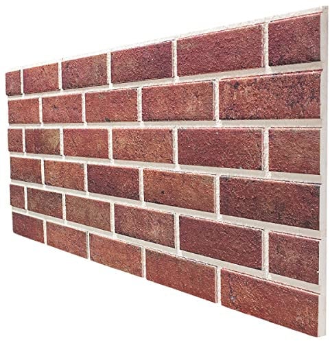 Modulo 4 Pack EPS Polystyrene Panels 120x50cm 3D Brick Effect Wall Cladding Decopano Urban | Decorative Brick Slip Panels for Kitchen, Livingroom, Accent Wall & Children's Bedroom | 2,4sqm/Box, Red