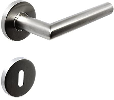 FELGNER Drückergarnitur Como für Buntbartschlösser | hochwertige moderne Türblende Türklinken Türdrücker Garnitur Türgriff Türbeschlag Rosette für Innentüren Zimmertüren | Nickel matt