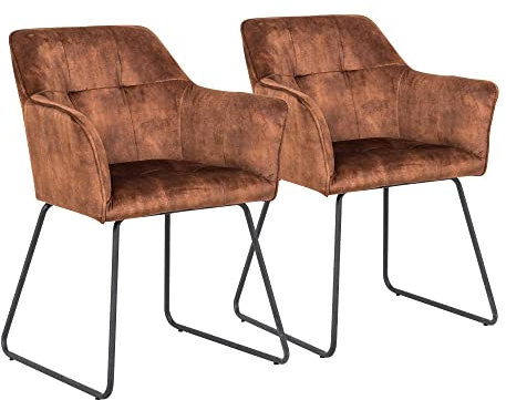 GMD Living 2er Set Polsterstuhl Kipper in Cognac, T60 x B60 x H82 cm