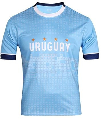 YuanDiann 2022 Katar Fußball Weltmeisterschaft T-Shirt Kurzarm Rundhals Fanshirt Trainingsshirt Stretch Casual Atmungsaktiv Sport Shirt Bedrucken Fussballtrikot Uruguay S