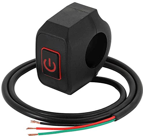 AUTOZOCO Interruptor encendido para manillar de 22 mm 12 V CC - Boton On/Off compatible con barra 22 mm - interruptor impermeable para moto o bici