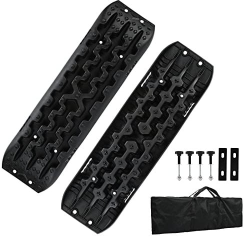 Gimisgu 2X Sandbleche Offroad Traktionsmatte Kunstoff Anfahrhilfe Recovery Board Tracks mit Aufbewahrungstasche und Installationstool,10T Last für Geländewagen Wohnmobil PKW LKW