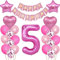 Kindergeburtstag Deko Mädchen 5 Jahr Ballons, 5. Geburtstag Dekorationen für Mädchen,Deko 5 Geburtstag Ballons,5 Geburtstag Deko Mädchen Happy Birthday Banner Luftballons Rosa Konfetti Helium Set