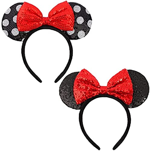 DRESHOW Mausohren Schleife Stirnbänder Glitzer Party Dekoration Cosplay Kostüm für Damen