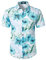 JOGAL Mens Flowers Casual Aloha Hawaiian Shirt Short Sleeve Beach Shirt WhiteHibi Large