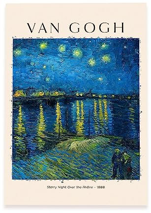 Nacnic Poster Star Night auf der RhoneDekorative Bilder für Ihr Wohnzimmer, Schlafzimmer, Zuhause. Wandkunst-Drucke. Ästhethische Wanddrucken, die von Van Gogh A3 inspiriert sind