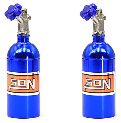 MULOUTSPO Lot de 2 bouteilles d'azote simulées en métal NOS pour voiture Crawler RC 1/10 TRX4 D90 D110 Axial Scx10 90046 Bleu
