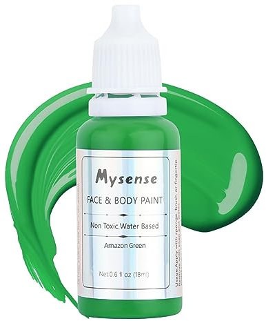 Mysense Amazon Green Face Body Paint,Water Based Washable Face Paint,Non-toxic Cream Body Paint for Adults,Halloween Costume Cosplay SFX Zombie Witch Makeup,0.6 OZ (18ml)