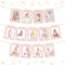 Daisy 1st Birthday Photo Banner for Girls Pink Groovy 1-12 Monthly Photo Banner, Daisy Boho Hippie Baby Girl First Bday Party Supplies