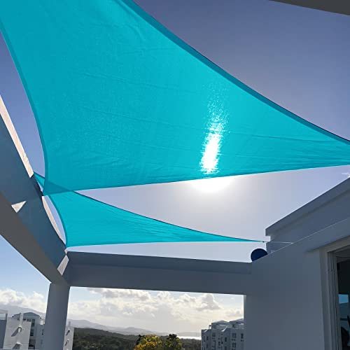 SUNNY GUARD Sonnensegel, dreieckig, türkisblau, UV-Schutz, für Hinterhof, Terrasse, Garten, Outdoor-Aktivitäten und Einrichtungen (wir stellen individuelle Größen her)