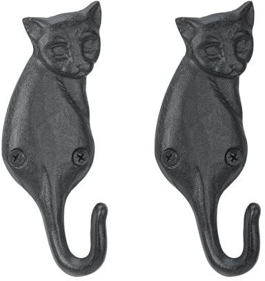 Ganchos de hierro fundido para colgar en la pared, para llaves, abrigos, toallas, chaquetas, sombreros, estante de pared rústico, decorativo, juego de 2