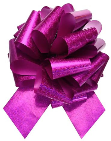 QUARKZMAN 12 Riese Groß Zug Schleife Groß Glitter Metallisch Auto Schleifen Farbband für Hochzeit Geschenke Geschenkverpackung Weihnachten Plum Lila