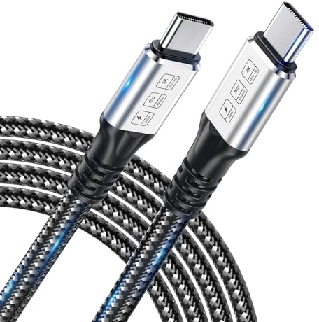 VANOVEI 240W Thunderbolt 4 Cable, USB C Data Cable Supports 40Gbps Date Transfer and Single 8K&Dual 4K Display, 3ft Slivery-Black Thunderbolt Cable Compatible with Thunderbolt 3/USB-C/USB4 Devices