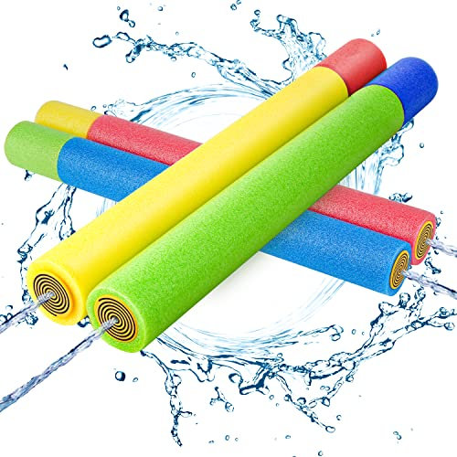 Gofimyee Wasserpistole Schaumstoff Kinder - Bunt Wasserspritze Wasserspielzeug 4er Set 38cm Pool Spielzeug 35 Feet Reichweite, Spritzpistole Wasser für Jungen und Mädchen