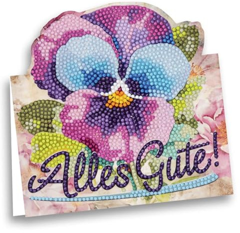 Ideen mit Herz | Diamond-Painting Aufstellkarte | Geburtstag | Genesung | Dekoration | 370 g/m² | 16,3 cm x 16 cm | inkl. Umschlag & Werkzeug (Veilchen alles Gute)