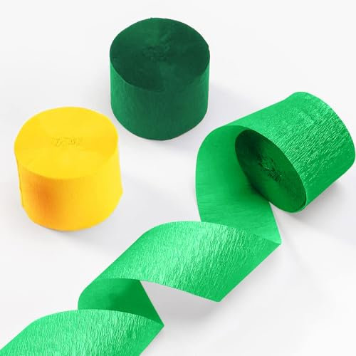ZYOOO 6 Rollen KreppPapier Streamer, 25m hängende Kreppband Seidenpapier für Geburtstag, Sommer Hawaiian Party, Dekorationen (grün, gelb)