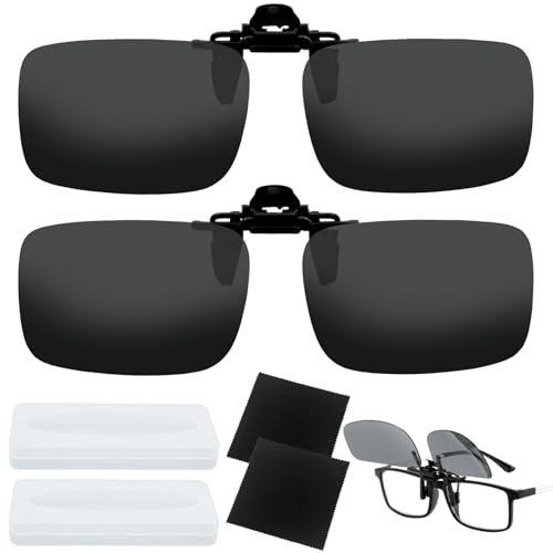 Scettar 2 Stück Polarisierte Sonnenbrille Aufsatz brille Polarisierte Clip auf Sonnenbrille für Myopie Brille im Freien/Fahren