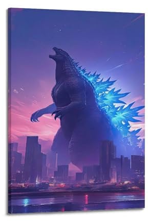 Zamou Godzilla Leinwand-Poster, Wandkunst, dekoratives Wohnzimmer-Poster, Schlafzimmer-Poster, 20 x 30 cm, Rahmenstil
