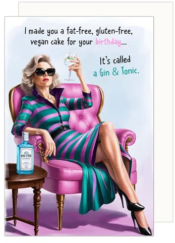 Edition Seidel Premium Geburtstagskarte mit Umschlag. Glückwunschkarte Grußkarte Karte mit Spruch Billet Geburtstag Happy Birthday Mann Frau Gin & Tonic lustig Humor (G3585 SW024)