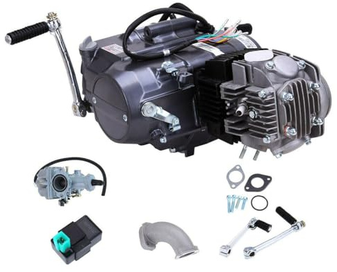 SICHENSH 4 Takt Motor Einzelzylinder, 125CC Dirt Bike Motor Kit, Go Kart Motor, Einzylinder Motor mit 4-Gang Getriebe und CDI Zündung, 125ccm Motor für Honda CRF50 CRF70 XR50 XR70 Z50 Zündkerze A7TC