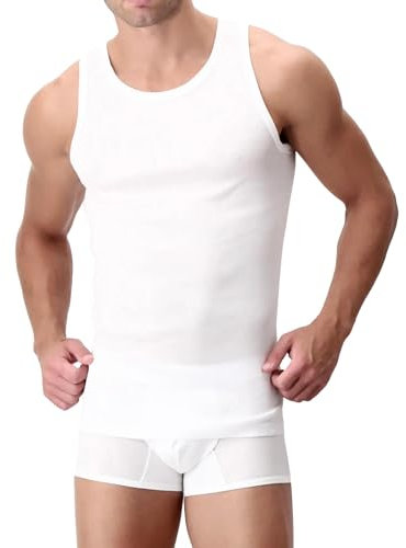 PEROFIL Canotta Spalla Larga 100% Filo Scozia, Bianco 6