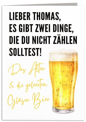 Geburtstagskarte Bier personalisiert Geschenk Geburtstag Mann lustige Klappkarte mit Umschlag 10,5 x 14,8 cm