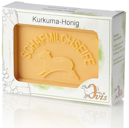 Schafmilchseife Ovis Verpackt 100g Kurkuma-Honig Naturseife Seife Schafmilch Ohne Zusätze Empfindliche Haut Reinigung und Pflege
