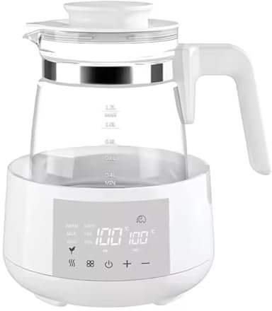 Miscelatore termostatico del latte, bollitore per acqua calda del bambino, vetro borosilicato alto, spegnimento automatico e protezione a secco della caldaia, vetro borosilicato, rotazione a 360 ° del