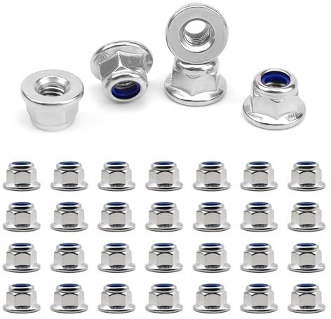 AMONENZ Tuercas M5, 40 Piezas Acero Inoxidable brida tuercas autoblocantes, Nylon Antiaflojamiento Tuercas de seguridad, para Reparación Hogar, Fabricación Muebles, Industria Automotriz, Máquinas