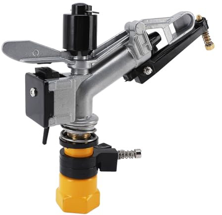 Aspersor de Riego, Aspersor de Jardín con Rotación Automática de 360° para Cobertura de área Grande, Aspersor de Impacto con Interfaz FNPT de 1 1/2 Pulgadas, para Riego de