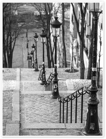 Paris, Montmartre Poster de Assaf Frank 50 x 70 cm Noir et blanc Tableaux Décoration murale