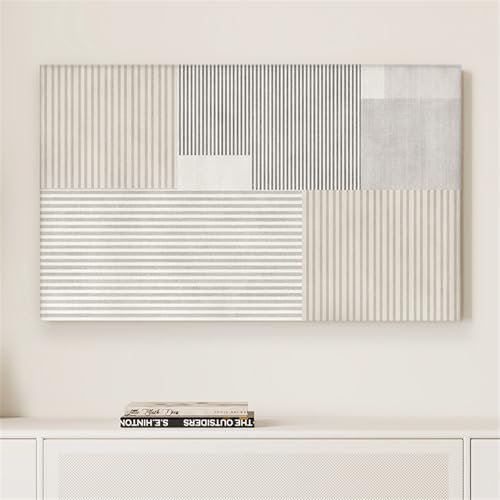 Mateju Housse Anti-Poussière TV 32-85 Pouces en Tissu Élastique, Protection de L'écran Beige Moderne pour Télévision (46-55pouces, Géométrie)