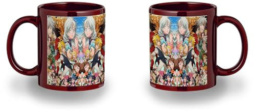 MERCHANDMANIA TAZA COMPLETAMENTE ROJA RECUADRO NANATSU NO TAIZAI SIETE PECADOS capitales black mug jarra cerveza te infusión