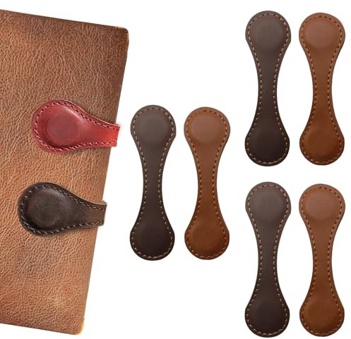WIYETY Lot de 5 marque-pages magnétiques en cuir : marque-pages en cuir, style vintage, marque-page magnétique, porte-page vintage, marque-page portable, pour les amateurs de livres (marron)