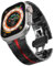 MODBAND Correa de acero inoxidable para Apple Watch Ultra 2 Band 49 mm 45 mm 44 mm 42 mm, correa de metal con cierre plegable para Apple Watch Series 9 8 7 6 5 4 3 2 1 Ultra/Ultra 2 Men(Black/Red)
