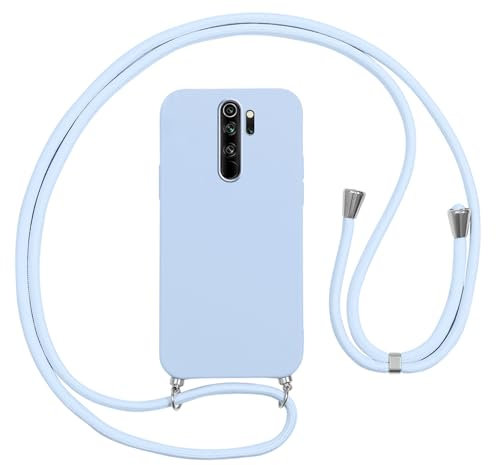 Vauki handyband Hülle für Xiaomi Redmi Note 8 Pro HandyHülle mit Band zum Umhängen Stoßfest Silikon Schutzhülle mit Band Abnehmbar,Ultra Dünn Necklace Lanyard Weich Case für Xiaomi,Blau
